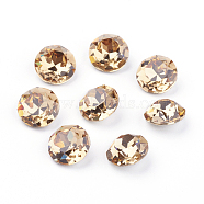 Pointed Back & Back Plated K9 Glass Rhinestone Cabochons, Grade A, Faceted, Flat Round, Light Colorado Topaz, 10x5mm(RGLA-J012-10mm-246)