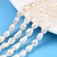 Natural Cultured Freshwater Pearl Beads Strands, Baroque Pearls Keshi Pearl Beads, Two Sides Polished, Seashell Color, 4~13.5x5.5~8.5x3.5~6.5mm, Hole: 0.7mm, about 37~43pcs/strand, 13.78~14.29 inch(35~36.3cm)(PEAR-N014-06B)