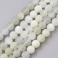 Natural White Moonstone Beads Strands, Frosted, Round, 7~8.5mm, Hole: 0.5mm, about 46pcs/strand, 14.9 inch(38cm)(G-J376-67F-8mm)