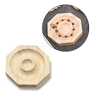 Beech Wooden Bangle & Bracelet & Finger Ring & Beads Display Holder Tray, Octagon, 10x10x1.5cm(AJEW-D068-01B)