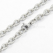 Men's 304 Stainless Steel Cable Chain Necklaces, with Lobster Claw Clasps, Stainless Steel Color, 21.7 inch(55.1cm)(STAS-O037-66P)