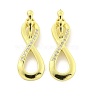 Rack Plating Brass Micro Pave Cubic Zirconia Pendants, Long-Lasting Plated, Cadmium Free & Lead Free, Infinity, Real 18K Gold Plated, 25x9x6mm, Hole: 1.8x2.8mm(KK-B091-42G)