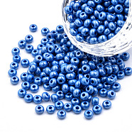 6/0 Czech Opaque Glass Seed Beads, Lustered, Round, Blue, 4x3mm, Hole: 1.2mm, about 500g/bag(SEED-N004-003D-36)