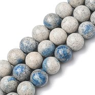 Natural K2 Stone/Raindrop Azurite Beads Strands, Round, 10mm, Hole: 1mm, about 38~40pcs/strand, 15.12~15.51 inch(38.4~39.4cm)(G-C029-01C)
