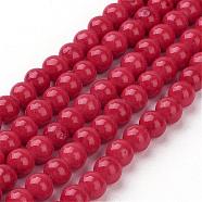 Natural Mashan Jade Round Beads Strands, Dyed, Red, 4mm, Hole: 1mm, about 98pcs/strand, 15.7 inch(G-D263-4mm-XS31)