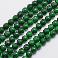 Natural Malaysia Jade Beads Strands, Round, Dyed, Dark Green, 8mm, Hole: 1mm, about 48pcs/strand, 15 inch(X-G-A146-8mm-B04)