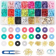 DIY Jewelry Kits, with Handmade Polymer Clay Bead Strands, Alloy Pendants and Cowrie Shell Beads, Mixed Color, 218x11x30mm(DIY-GA0001-22)
