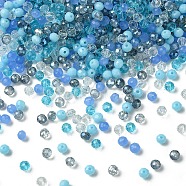 Glass Beads, Mixed Style, Faceted Rondelle, Light Blue, 4x3.5mm, Hole: 1mm, about 500pcs/bag(GLAA-YW0003-39G)