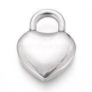 304 Stainless Steel Pendants, Heart Lock, Stainless Steel Color, 20.5x15x3mm, Hole: 5x5.5mm(X-STAS-H117-24P)