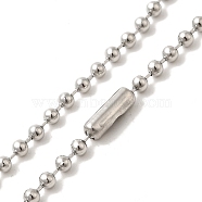 Tarnish Resistant Stainless Steel Necklace Making, Stainless Steel Ball Chains, Stainless Steel Color, 23.6 inch(60cm), 2.5mm(IFIN-R114-2.5mm)