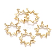 Ion Plating(IP) 304 Stainless Steel Pendants, with Jump Rings, Hollow Star, Golden, 25x22x2.5mm, Hole: 2.8mm(STAS-I164-048G)