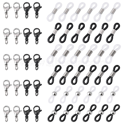 AHADERMAKER 60Pcs 6 Style Silicone Eyeglass Holders, Glasses Rubber Loop Ends, with 20Pcs 2 Colors 304 Stainless Steel Lobster Claw Clasps, Mixed Color, Eyeglass Holders: 21.5~22x3.5~6mm, 10pcs/style(FIND-GA0001-84)