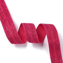 Gold and Silver Sparkle Elastic Side Nylon Ribbon, Webbing Garment Sewing Accessories, Cerise, 5/8 inch(15mm), about 50yards/roll(45.72m/roll)(NWIR-O010-01K)