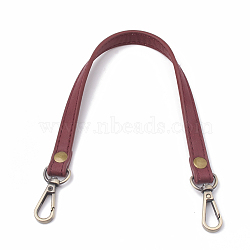 Imitation Leather Bag Handles, with Alloy Clasps, for Bag Straps Replacement Accessories, Antique Bronze, FireBrick, 345~355x12x3.5mm(FIND-T016-01AB-03)