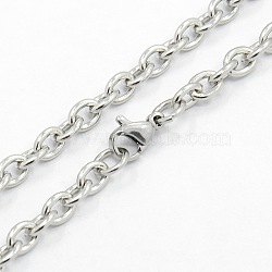 Men's 304 Stainless Steel Cable Chain Necklaces, with Lobster Claw Clasps, Stainless Steel Color, 21.7 inch(55.1cm)(STAS-O037-66P)