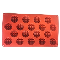 Silicone Baking Molds Trays, with 18 Waffle-shaped Cavities, Reusable Bakeware Maker, for Fondant Chocolate Candy Making, Coral, 290x170x10mm(BAKE-PW0001-110)