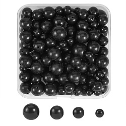120Pcs 4 Style Synthetic Black Stone Beads Strands, Round, 6~12mm, Hole: 0.9~1mm, 30pcs/style(G-SZ0001-24)