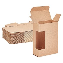 Kraft Paper Box, with Window, No Plastic Covering, Rectangle, Tan, 9.2x6.5x3.2cm(CON-WH0073-44)