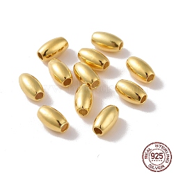 925 Sterling Silver Beads, Barrel, Golden, 7x4mm, Hole: 1.8mm, about 60Pcs/10g(STER-D035-10G-02)