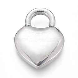 Non-Tarnish 304 Stainless Steel Pendants, Heart Lock, Stainless Steel Color, 20.5x15x3mm, Hole: 5x5.5mm(X-STAS-H117-24P)