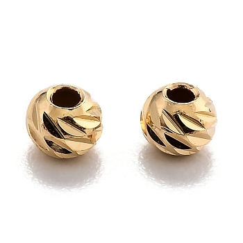 Brass Beads, Long-Lasting Plated, Faceted, Column, Real 24K Gold Plated, 3x2.5mm, Hole: 1mm