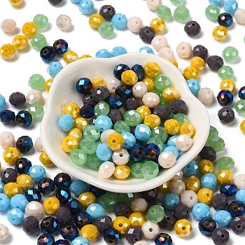 Glass Beads, Faceted, Rondelle, Sky Blue, 8x6mm, Hole: 1mm, about 145pcs/60g
