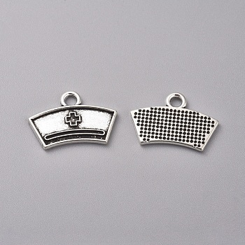 Tibetan Style Alloy Pendants, Nurse's Cap, Antique Silver, 13.5x20x1.5mm, Hole: 2.5mm