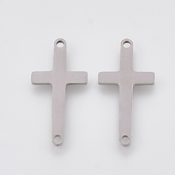 201 Stainless Steel Links connectors, Laser Cut Links, Sideways Cross, Stainless Steel Color, 22x11x1mm, Hole: 1mm