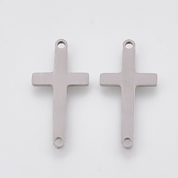 Tarnish Resistant 201 Stainless Steel Links connectors, Laser Cut Links, Sideways Cross, Stainless Steel Color, 22x11x1mm, Hole: 1mm