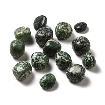 Natural Green Spot Jasper Beads, Tumbled Stone, Vase Filler Gems, No Hole/Undrilled, Nuggets, 17~30x15~27x8~22mm