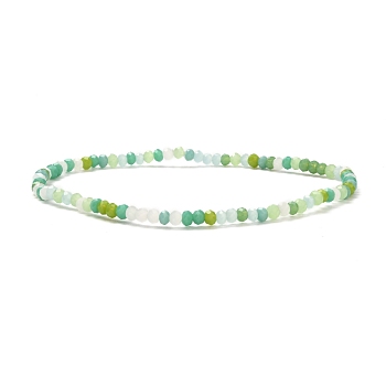 Faceted Round Glass Beads Stretch Bracelet for Teen Girl Women, Green, Inner Diameter: 2-1/4 inch(5.7cm), Beads: 3x2mm