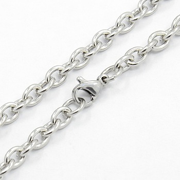 Men's 304 Stainless Steel Cable Chain Necklaces, with Lobster Claw Clasps, Stainless Steel Color, 21.7 inch(55.1cm)