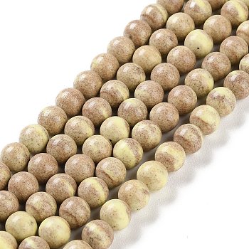 Natural Rainbow Alashan Agate Beads Strands, Dyed, Two Tone, Round, Pale Goldenrod, 8mm, Hole: 0.7mm, about 50pcs/strand, 15.94 inch(40.5cm)
