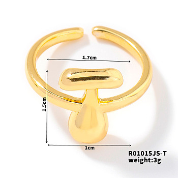 Fashionable Letter Brass Open Cuff for Women, Golden, European and American Style, Letter T, Inner Diameter: 17mm