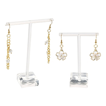 T Bar Organic Glass Earring Display Stand, T Bar with Two Holes, Clear, 6x9cm, 8x11cm, 2pcs/set