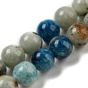 Natural Blue Azurite in Calcite Beads Strands, UV Reactive Fluorescent Gemstone Round Beads, 6mm, Hole: 0.7mm, about 62pcs/strand, 15.63''(39.7cm)