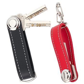 Gorgecraft 2 Sets 2 Colors PU Leather Keychain, with Zinc Alloy Accessories, Mixed Color, 1set/color