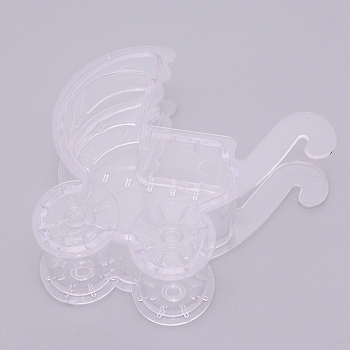 Baby Carriage Shaped Transparent Plastic Candy Boxes, Fillable Ornaments Crafts Decorations, for Weddings, Birthdays, Party Favors and Gifts, Clear, 3.2x10x9.3cm