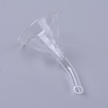 Transparent Glass Funnel Hopper, for Water Bottle Liquid Transfer, Clear, 56.5~59x33mm, Hole: 4mm