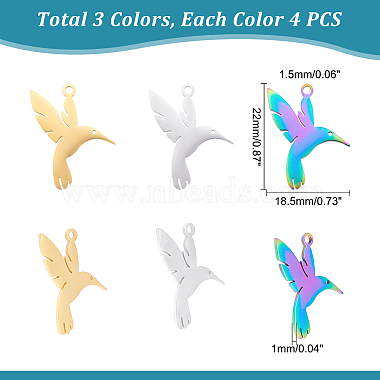 unicraftale 12pcs 3 couleurs 201 pendentifs en acier inoxydable(STAS-UN0033-80)-5