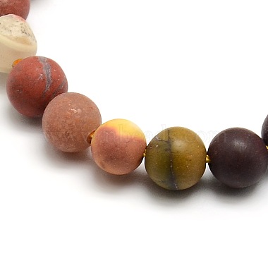 Chapelets de perles en mokaite naturel rondes dépolies(G-M064-8mm-11)-2