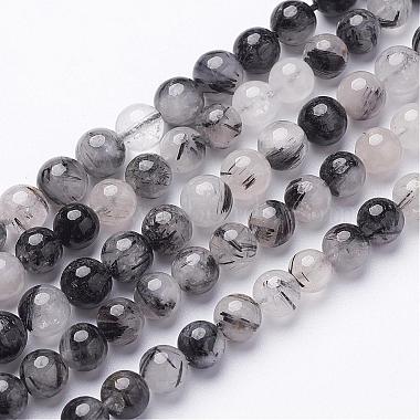 Natural Black Rutilated Quartz Beads Strands(G-D295-8mm)-2