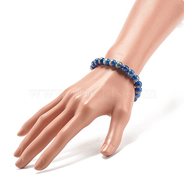 Natural Mashan Jade Round Beaded Stretch Bracelet(BJEW-JB07970-01)-3
