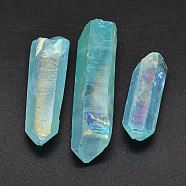 Dyed Nuggets Natural Electroplated Crystal Pendants, AB Color, Sky Blue, 25~75x6~16mm, Hole: 1mm(G-A144-10C)