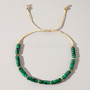 Synthetic Malachite Adjustable Braided Bracelets for Women Men, 11 inch(28cm)(JS7852-2)