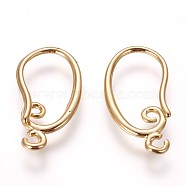 Brass Earring Hooks, with Horizontal Loop, Golden, 19x10.5x1.5mm, Hole: 1.5mm, 18 Gauge, Pin: 1mm(KK-L177-27G)