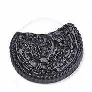 Resin Cabochons, Biscuit, Black, 26x25x4.5mm(CRES-T005-117B)