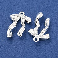 Rack Plating Alloy Pendants, Bowknot Charms, Silver, 24.5x15.5x4mm, Hole: 1.6mm(PALLOY-I221-08S)