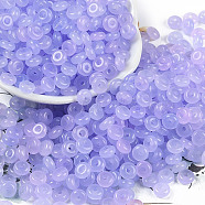 Transparent Colours Glass Seed Beads, Donut, Lilac, 6.5x3mm, Hole: 1.8mm, about 1363pcs/pound(SEED-P008-01B-05)