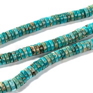 Natural Imperial Jasper Beads Strands, Dyed, Heishi Beads, Flat Round/Disc, Pale Turquoise, 8x3mm, Hole: 1mm, about 133pcs/strand, 15.7 inch(40cm)(G-J377-8mm-01)